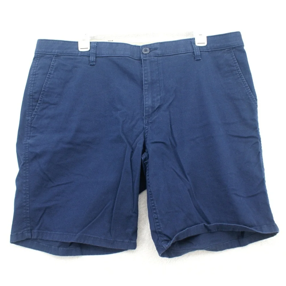 Dockers Mens Ultimate Chino Shorts Navy Blue‎ Flat Front Size 38 69810-0006